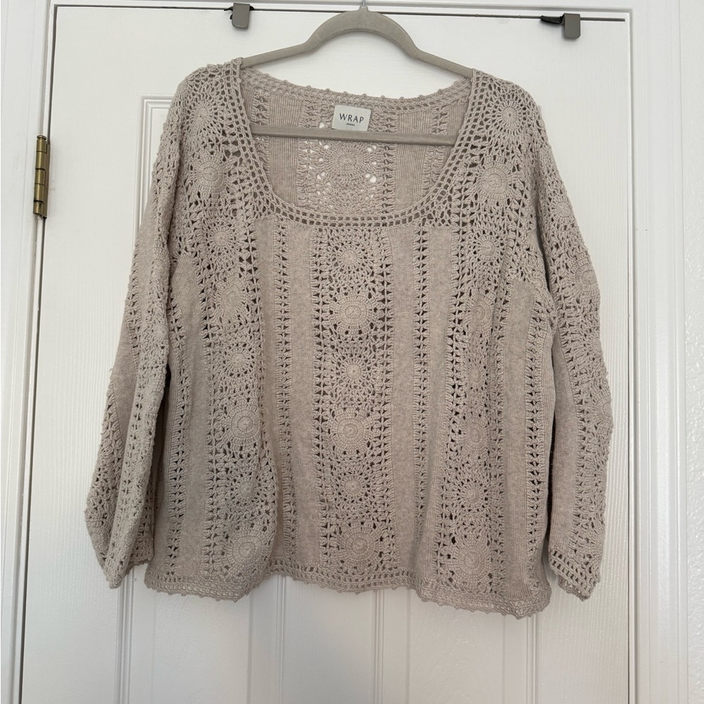 WRAP London Women's Crochet Sweater - Cream